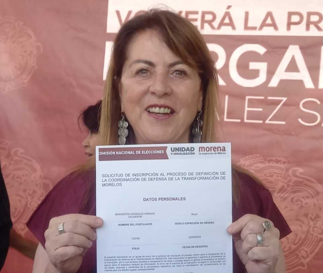 Se registra Margarita González Saravia como aspirante a coordinadora de los comités de la 4T en Morelos
