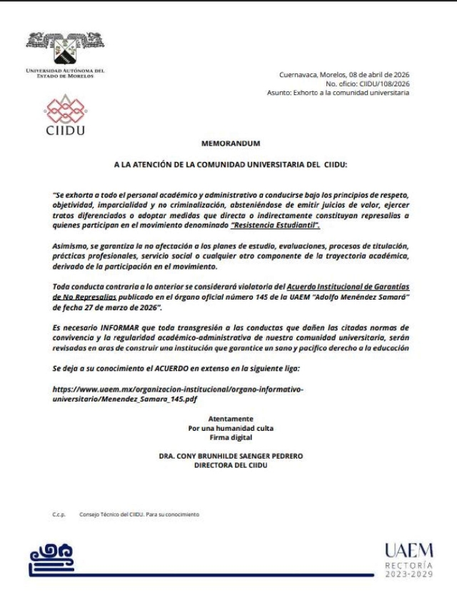 Acatar&aacute; Centro de Investigaci&oacute;n acuerdo de garant&iacute;as con estudiantes, asegura  