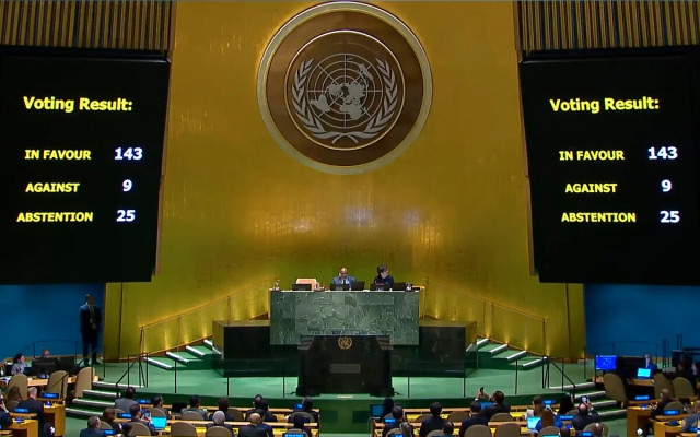 143 Estados piden la plena integración de Palestina en la ONU