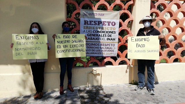 Se manifiestan investigadores del Centro INAH Morelos