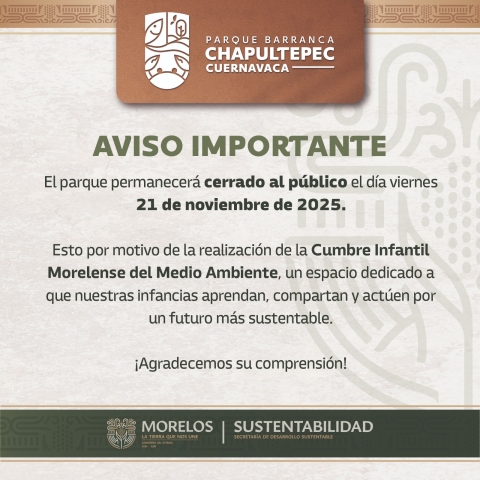 Anuncia SDS cierre temporal del parque Barranca Chapultepec
