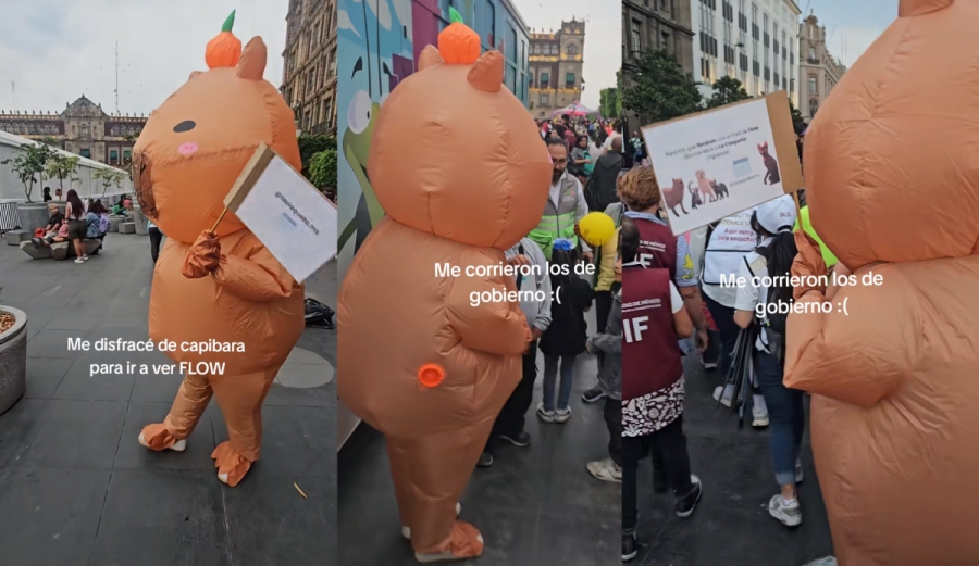 Influencer disfrazado es retirado del Zócalo durante evento infantil en CDMX