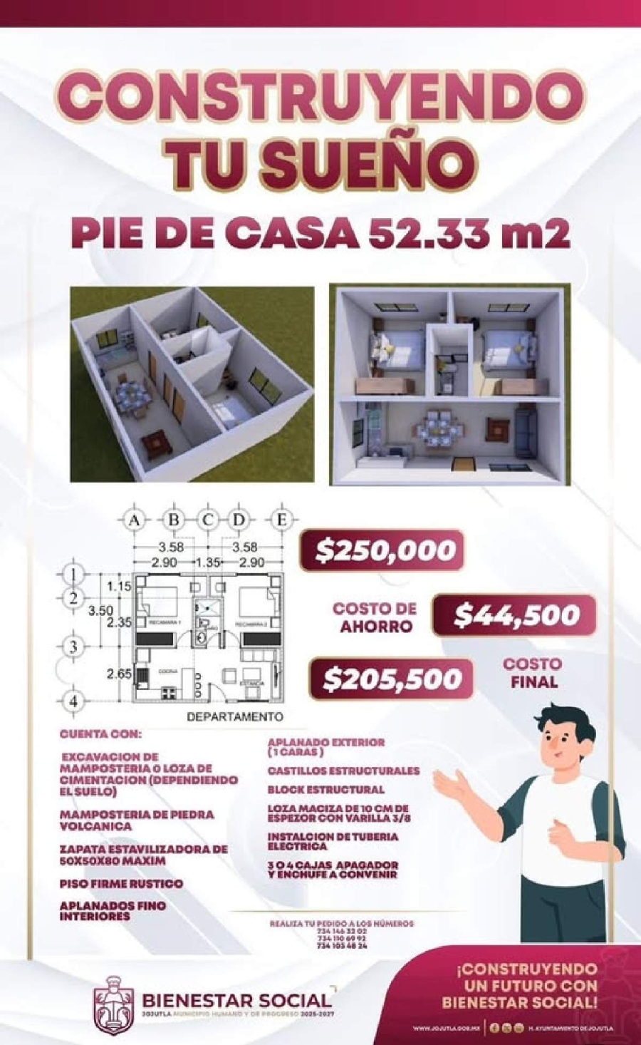 La dirección del bienestar aseguró que el próximo año se buscará ampliar el prototipo de vivienda del programa “construyendo tus sueños”, para otro sector de la población.