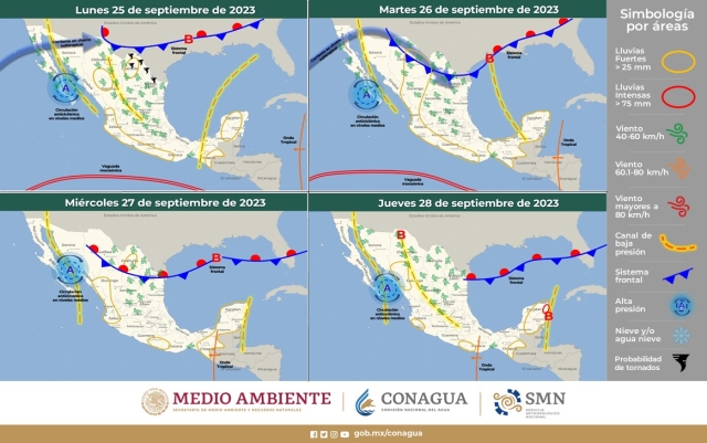 Condiciones de lluvia y tormentas dispersas para última semana de septiembre