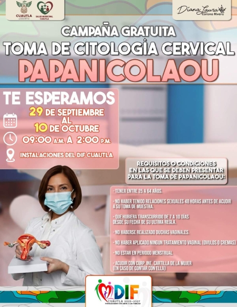 Impulsa DIF Cuautla campaña gratuita de citología cervical