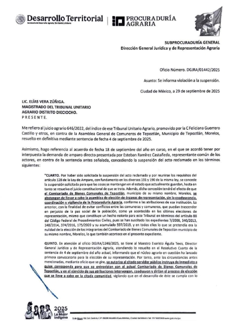 Acusa Procuraduría a Bienes Comunales de Tepoztlán de violar suspensión 