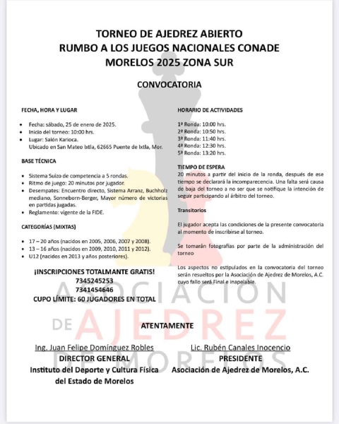 Anuncian torneo de ajedrez en Puente de Ixtla