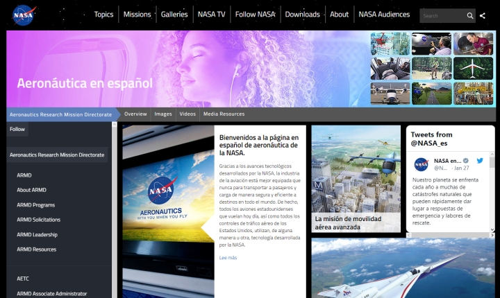 NASA lanza un portal en español sobre aeronáutica