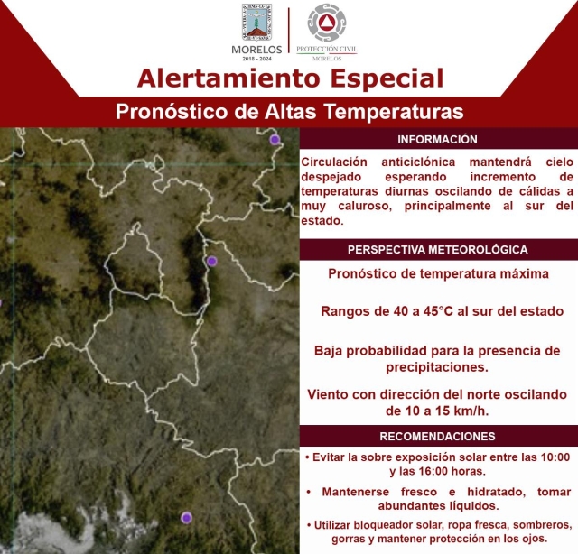 Activa CEPCM alertamiento a la población por pronóstico de altas temperaturas