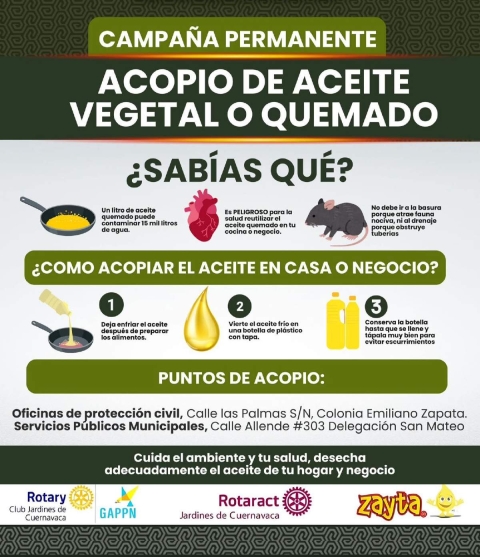 Recolectan aceite vegetal usado en Puente de Ixtla