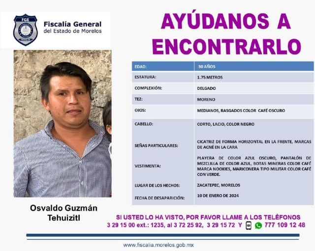 Buscan a un hombre que desapareció en Zacatepec