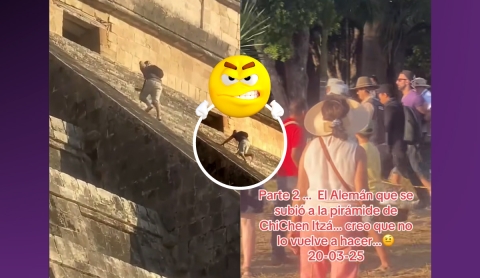 Turista alemán sube a la pirámide de Chichén Itzá y enfurece a todos