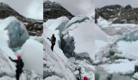 VÍDEO IMPACTANTE: Así luce el colapso de un glaciar en plena montaña
