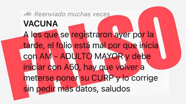 Ssa advierte por mensaje falso sobre registro de vacunación.