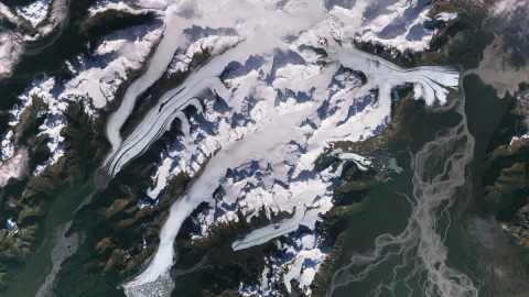 Deshielo de los glaciares Scott (izquierda), Sheridan (centro) y Childs (derecha)