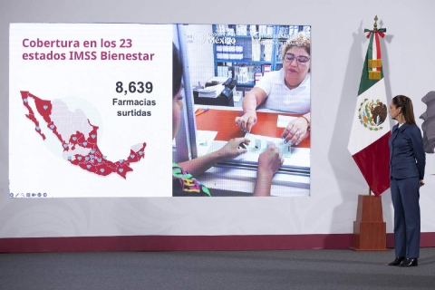 La presidenta de México resaltó que en un futuro, el IMSS Bienestar contará con procedimientos totalmente digitalizados para el abasto de medicamentos e insumos. 
