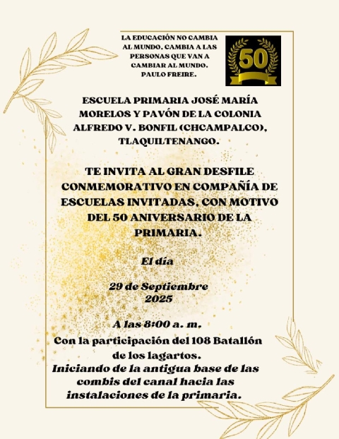 Celebrarán con desfile 50 años de primaria de Tlaquiltenango