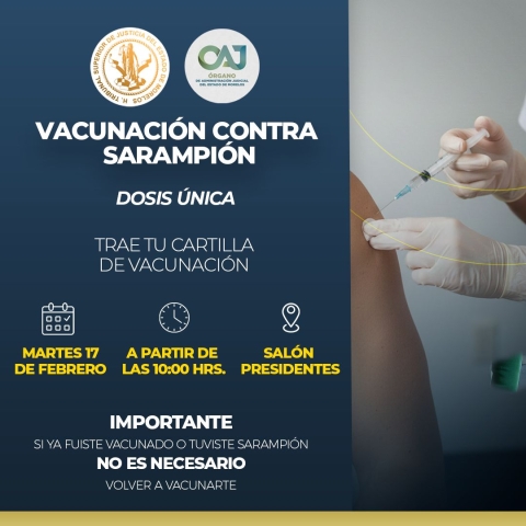 Acuerda Ejecutivo estatal con TSJ vacunaci&oacute;n contra sarampi&oacute;n para personal del Poder Judicial