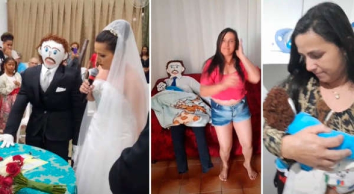 Mujer que contrajo matrimonio con muñeco de trapo, ahora tiene un hijo con él