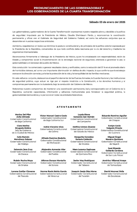 Condenan gobernadores intervenci&oacute;n en Venezuela