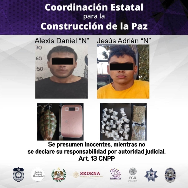 Vinculados a proceso por portación de granada de fragmentación y posesión de drogas