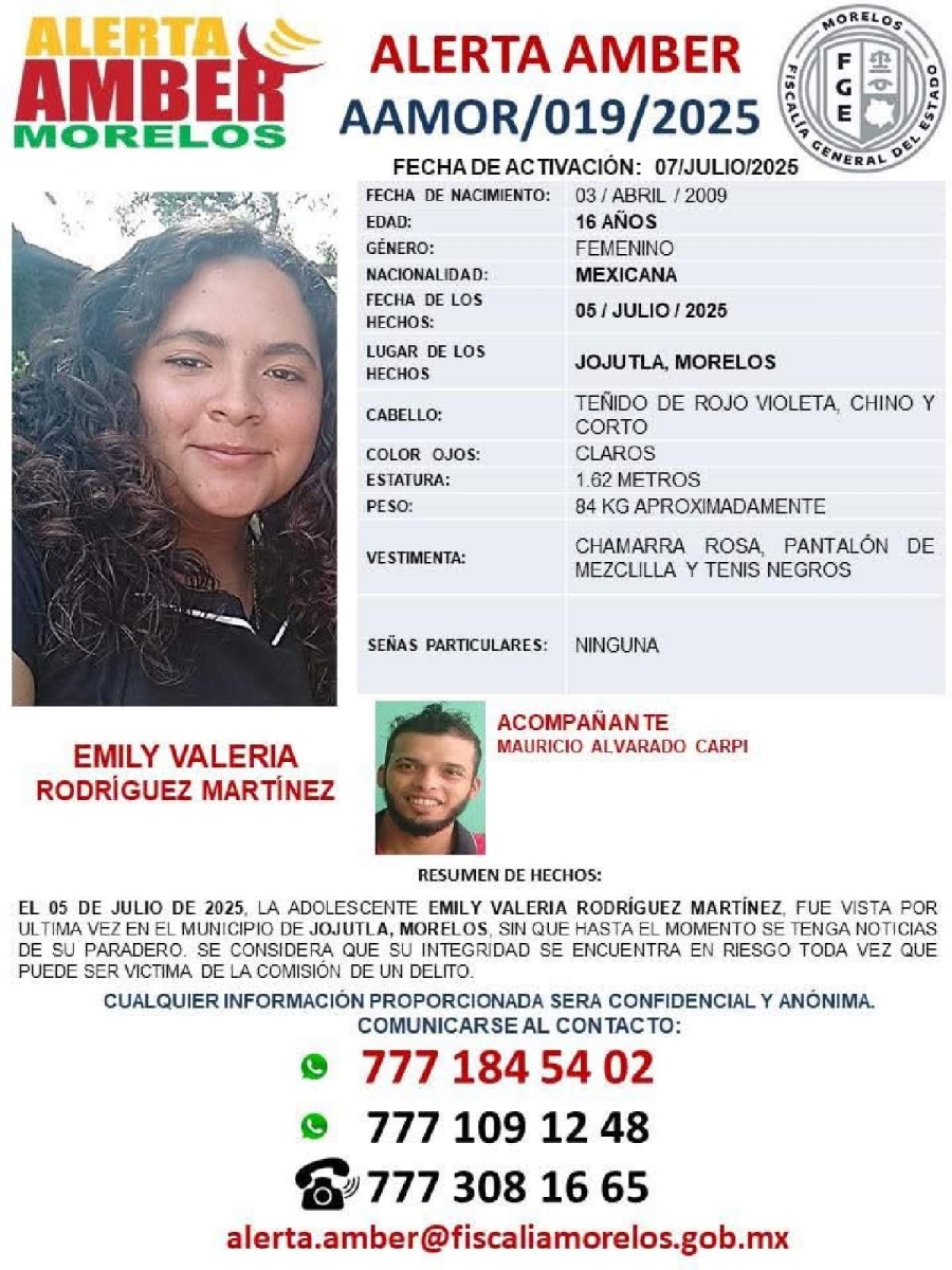 Buscan a menor desaparecida en Jojutla