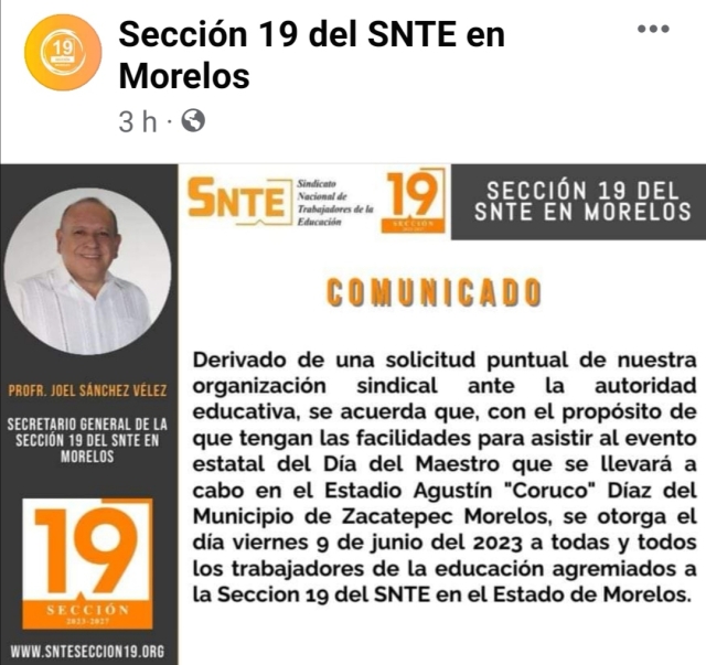 Hoy no habrá clases por festejo del SNTE