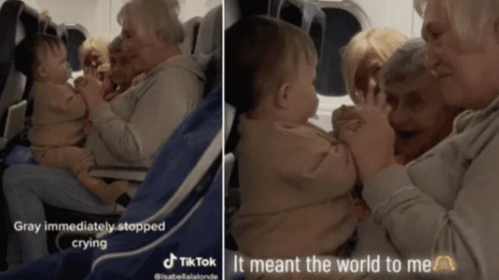 Bebé no dejaba de llorar durante un vuelo y unas abuelitas se ofrecieron a calmarla