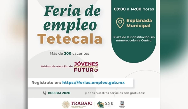 Anuncian Feria del Empleo en Tetecala