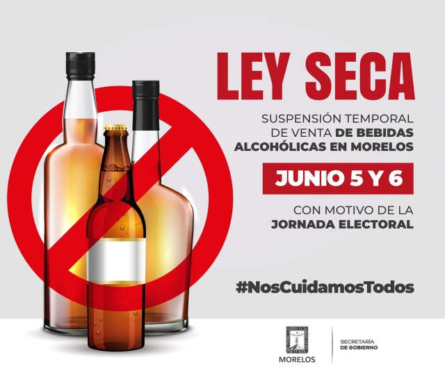 Suspensión temporal en Morelos de venta de bebidas alcohólicas por elecciones