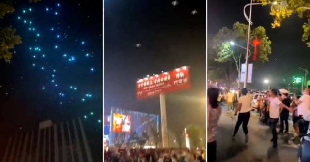 &quot;Llueven&quot; drones durante espectáculo de luces en China.