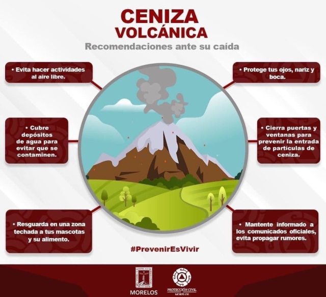 Se pronostica caída de ceniza en Morelos, ante reciente actividad del Popocatépetl