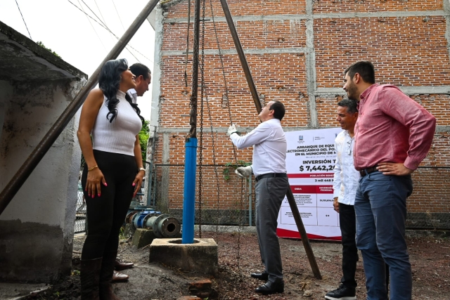 Visita gobernador Miacatlán para poner en marcha trabajos de equipamiento electromecánico del pozo La Amargura