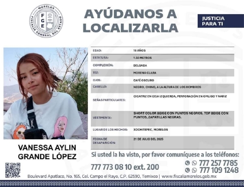 Una menor desapareció en Xochitepec