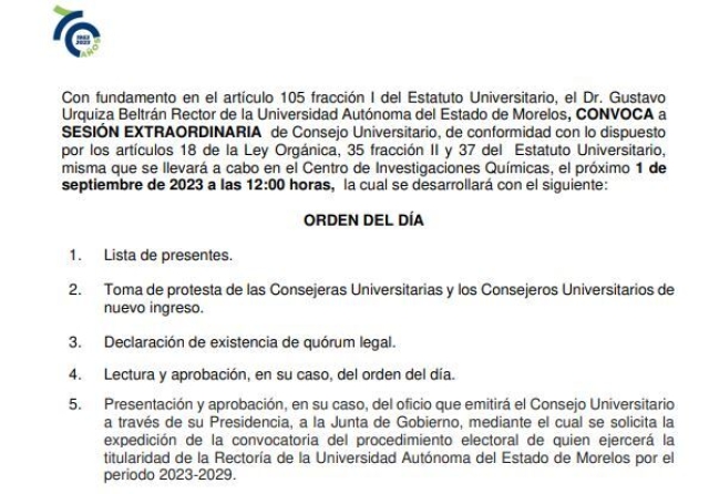 El viernes inicia proceso de sucesión en la UAEM