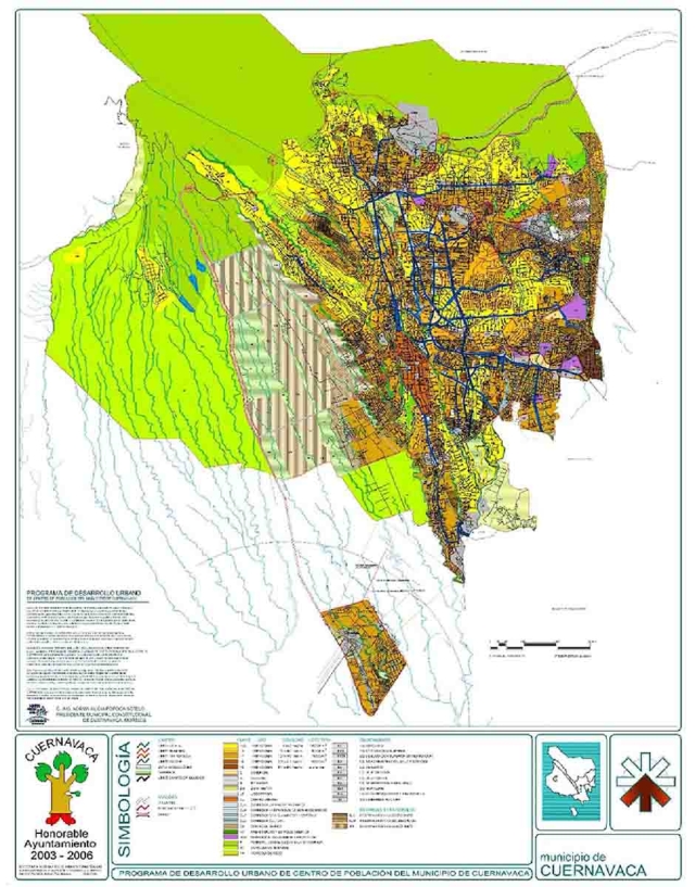 Carta urbana de la ciudad de Cuernavaca, Morelos.