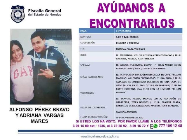 Buscan a pareja que desapareció en Cocoyoc