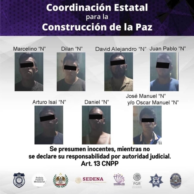 Mando Coordinado Policía Morelos detuvo a siete hombres acusados de robo
