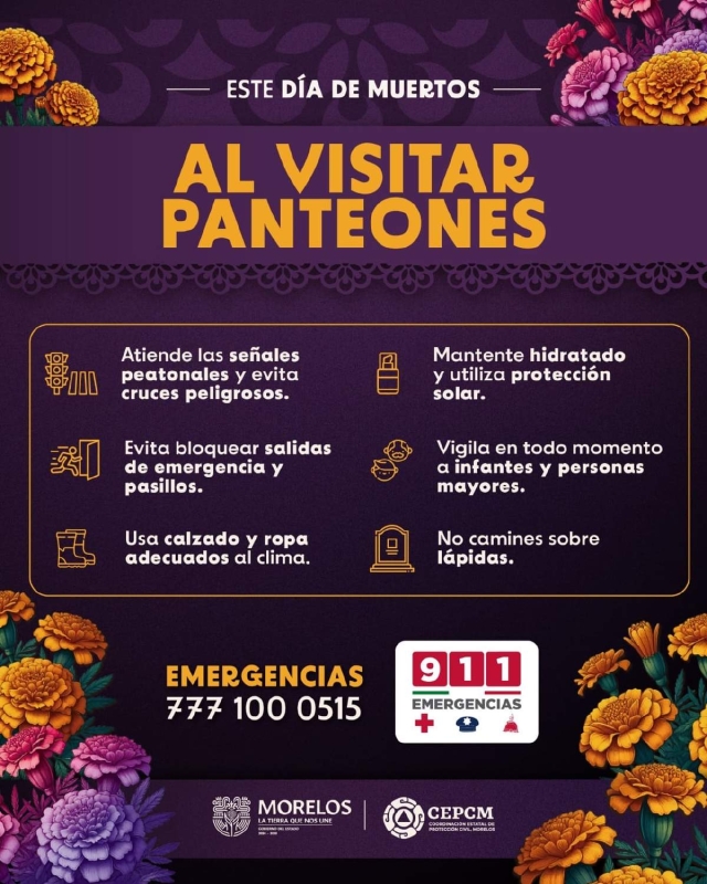 Exhortan a la prevención de accidentes en Día de Muertos