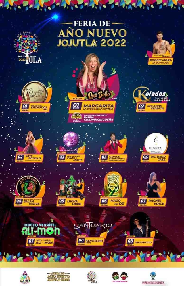 Lista, la cartelera cultural de la Feria de Año Nuevo Jojutla 2022. 