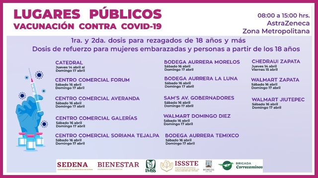 Activa gobierno de Morelos más de 100 puntos de vacunación contra covid-19