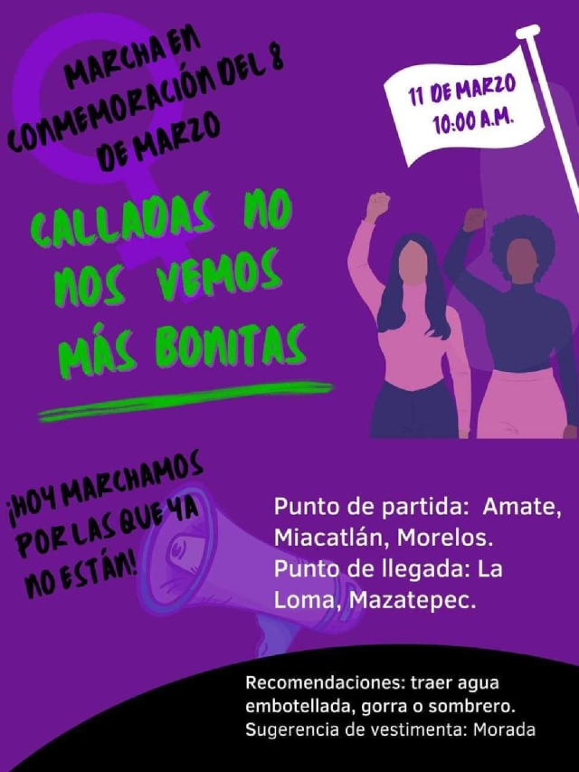 Grupos feministas del poniente convocan a participar en marcha