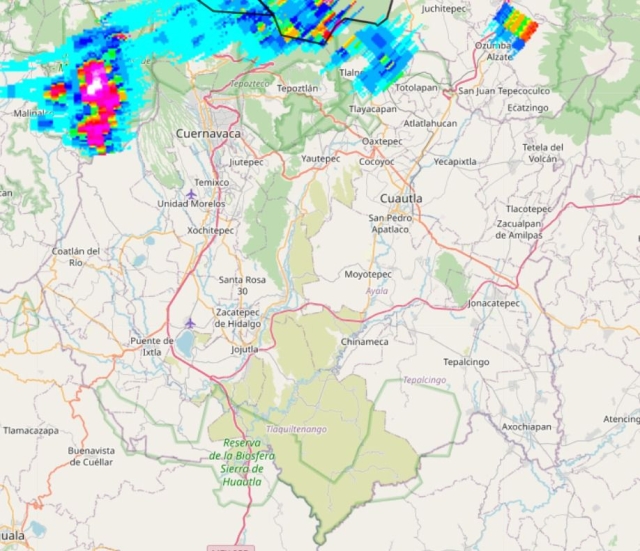 Posibilidad para la caída de granizo sobre zonas de Morelos