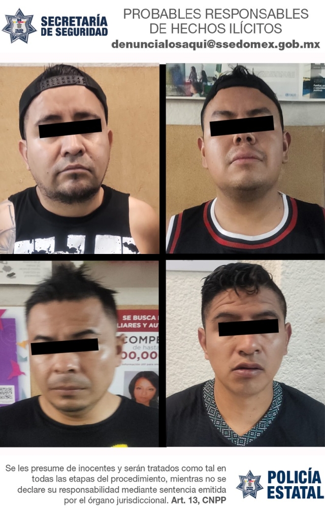 Detienen en Edomex a cuatro posibles implicados en el homicidio de dos policías en Cuautla