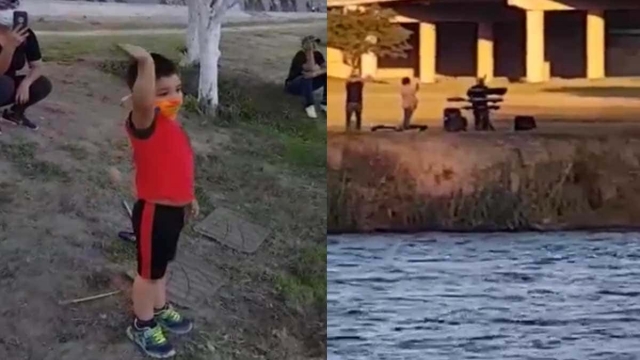 Abuelito canta mañanitas a su nieto en la frontera.