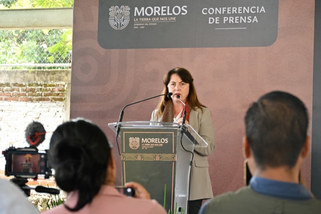Encabeza gobernadora Margarita González Saravia conferencia de prensa semanal desde Amatlán de Quetzalcóatl, en Tepoztlán