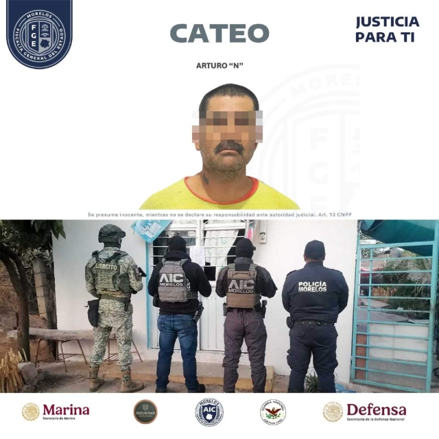 Capturan a individuo durante un cateo en Yecapixtla