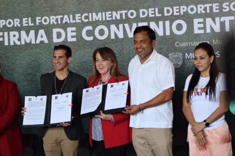 Autoridades estatales y federales realizaron la firma del convenio por el fortalecimiento del deporte social y de alto rendimiento.