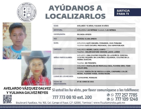 Dos niños desaparecieron hace más de un mes