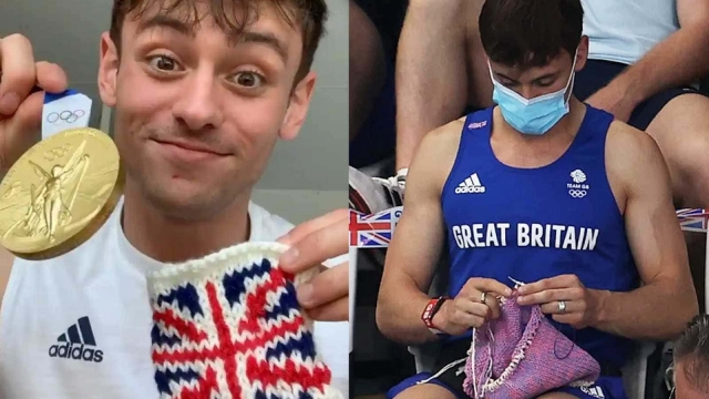 Tom Daley se pone a tejer en Tokio 2020.